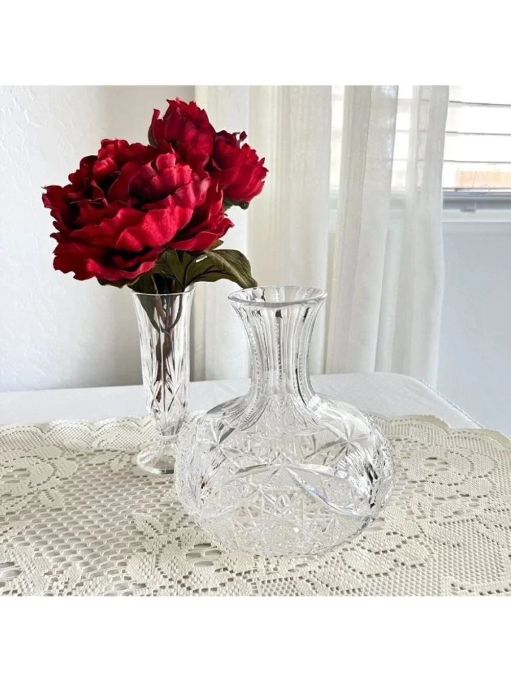 Vintage ABP Cut Glass Decanter Water Carafe Barware American Brilliant Design